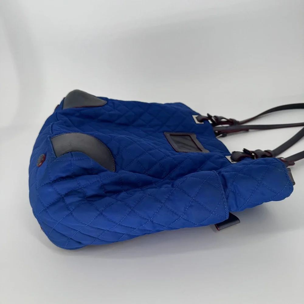 MZ Wallace‎ Tote Bag Womens Blue Quilted Nylon Large Shoulder Travel Satchel Bag